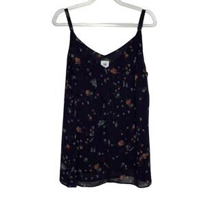 CAbi 3607 Womens Size Medium Belong Pinstripe Floral Cami Tank Top Black‎ Ruffle